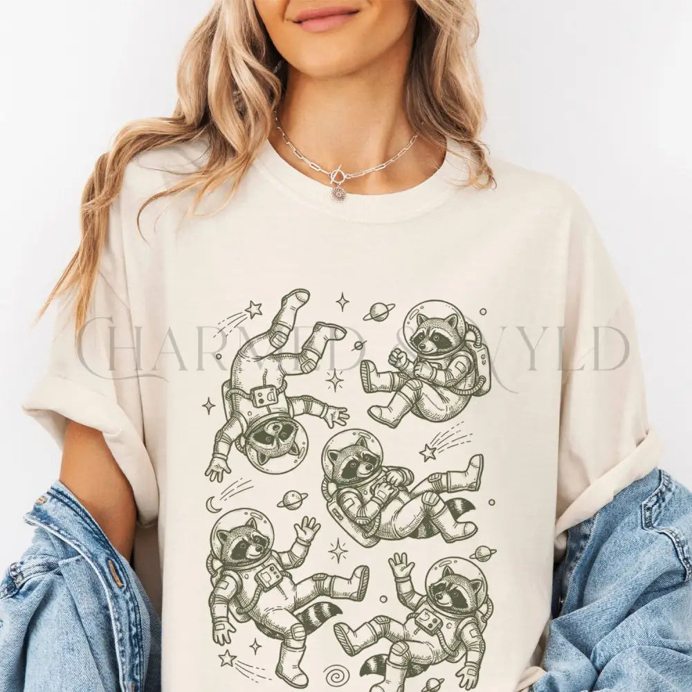 Raccoon Astronaut T-shirt - Charmed and Wyld