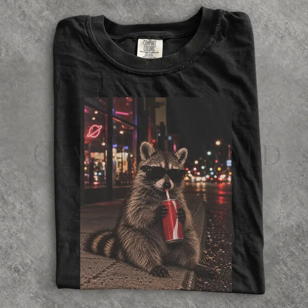 Raccoon Drinking Soda Comfort Colors T-Shirt - T-Shirt