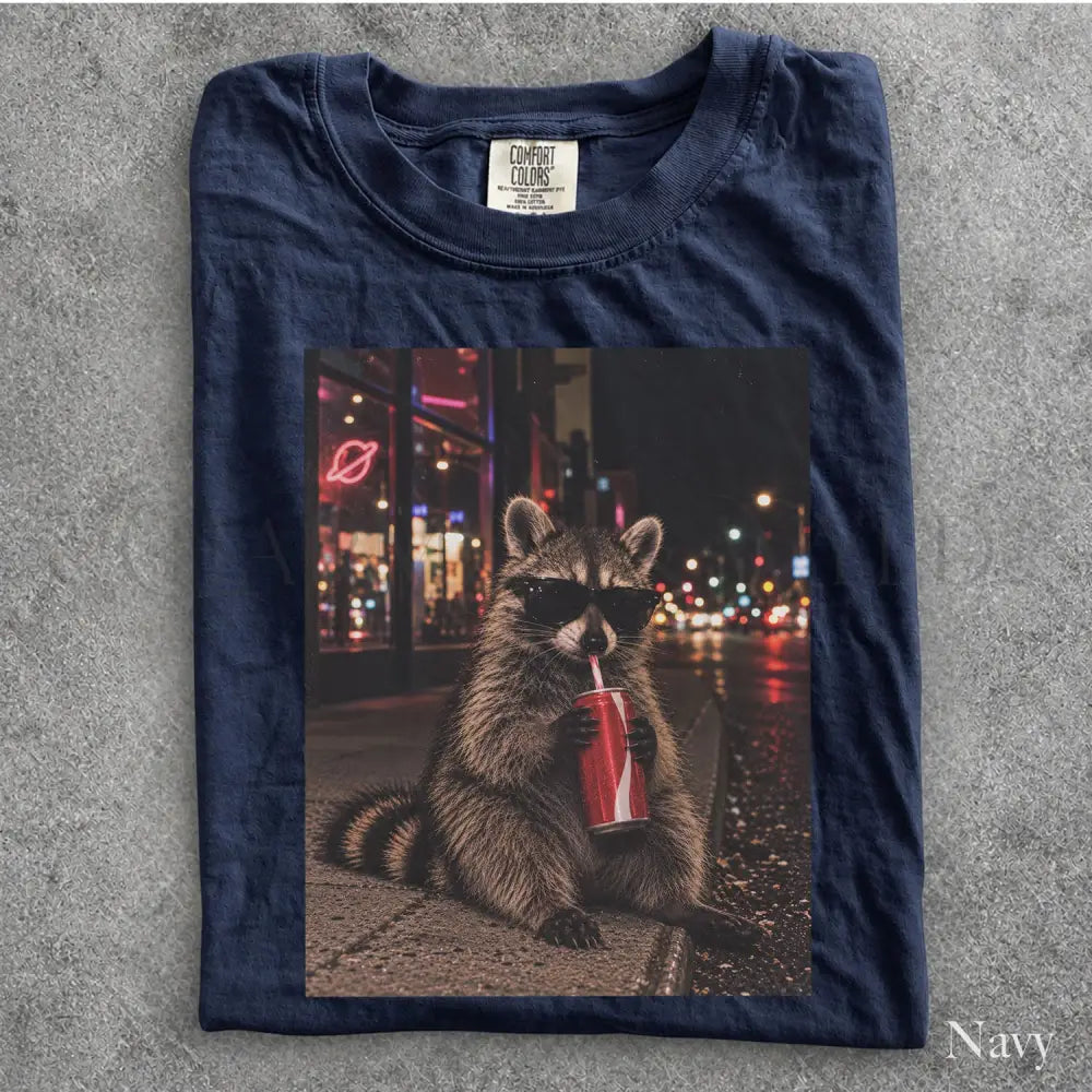 Raccoon Drinking Soda Comfort Colors T-Shirt - T-Shirt