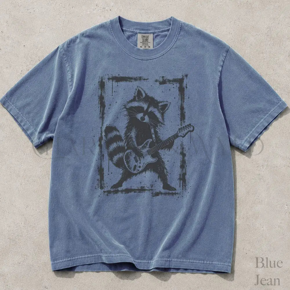 Raccoon Guitar Comfort Colors T-Shirt - Blue Jean / S - T-Shirt