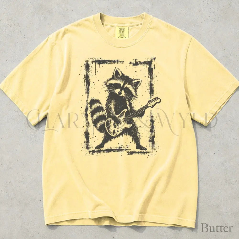 Raccoon Guitar Comfort Colors T-Shirt - Butter / S - T-Shirt