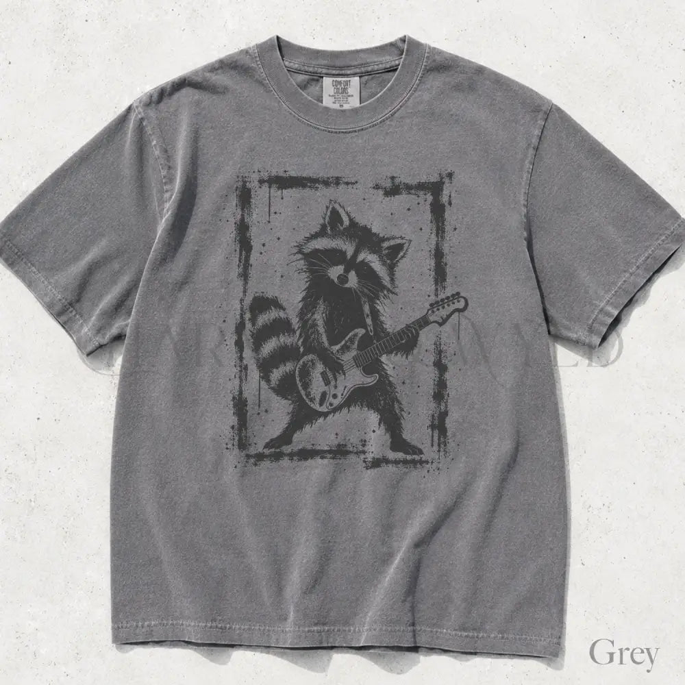 Raccoon Guitar Comfort Colors T-Shirt - Grey / S - T-Shirt