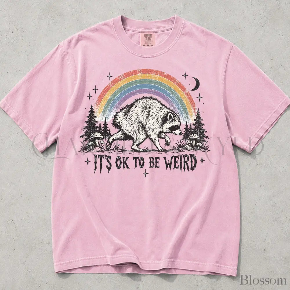 Raccoon Jimothy Its Ok to Be Weird Comfort Colors T-Shirt - Blossom / S - T-Shirt