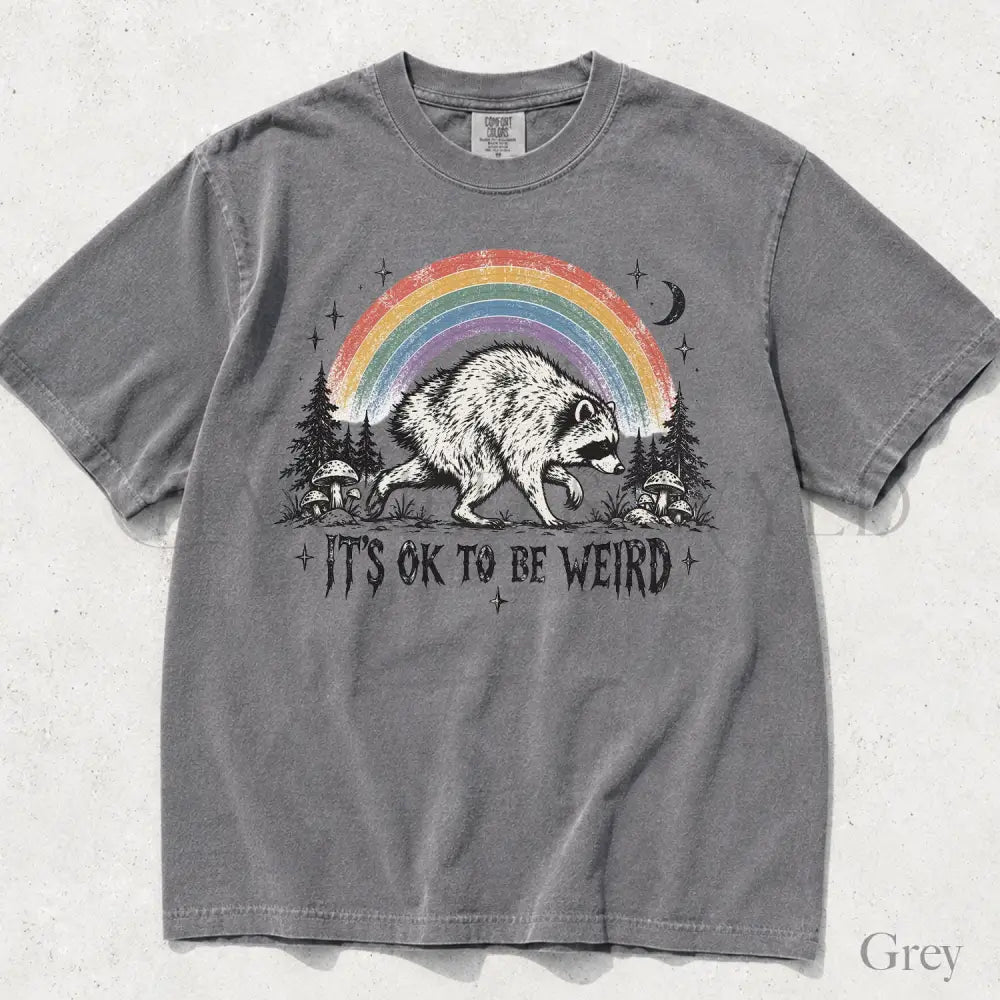 Raccoon Jimothy Its Ok to Be Weird Comfort Colors T-Shirt - Grey / S - T-Shirt
