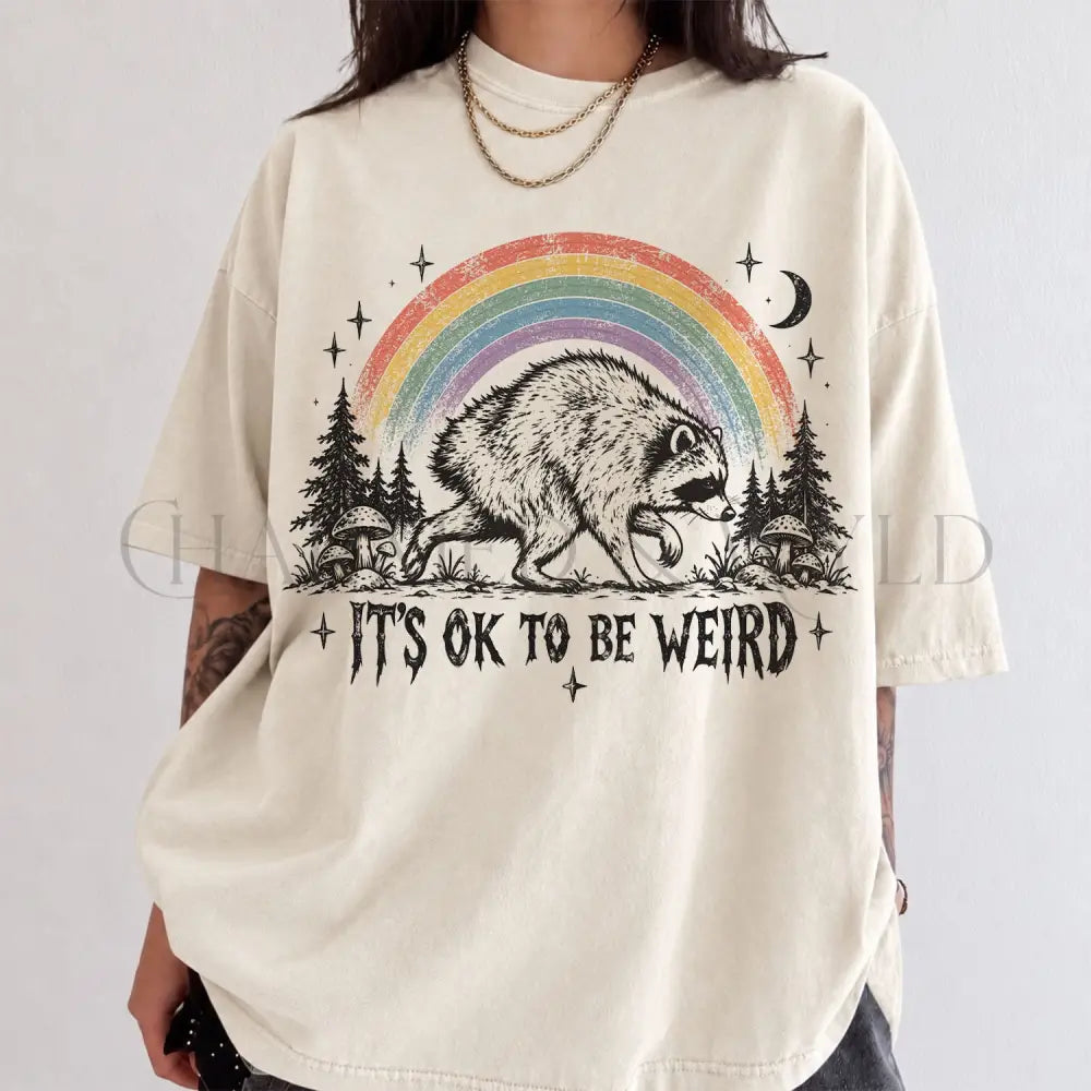 Raccoon Jimothy Its Ok to Be Weird Comfort Colors T-Shirt - Ivory / S - T-Shirt