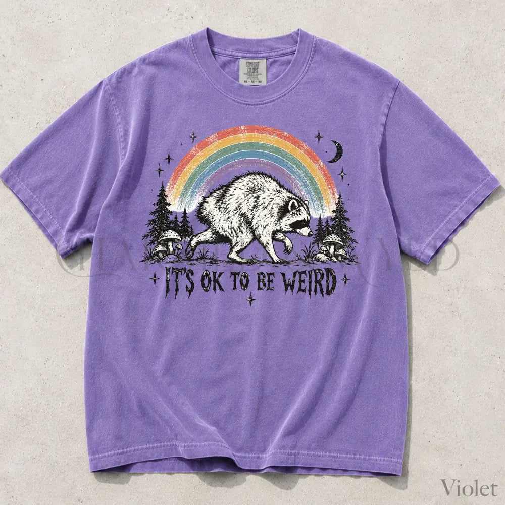 Raccoon Jimothy Its Ok to Be Weird Comfort Colors T-Shirt - Violet / S - T-Shirt