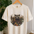 Raccoon Wildflower T-Shirt - Ivory / S - T-Shirt