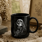 Raccoon Moon Black Ceramic Mug