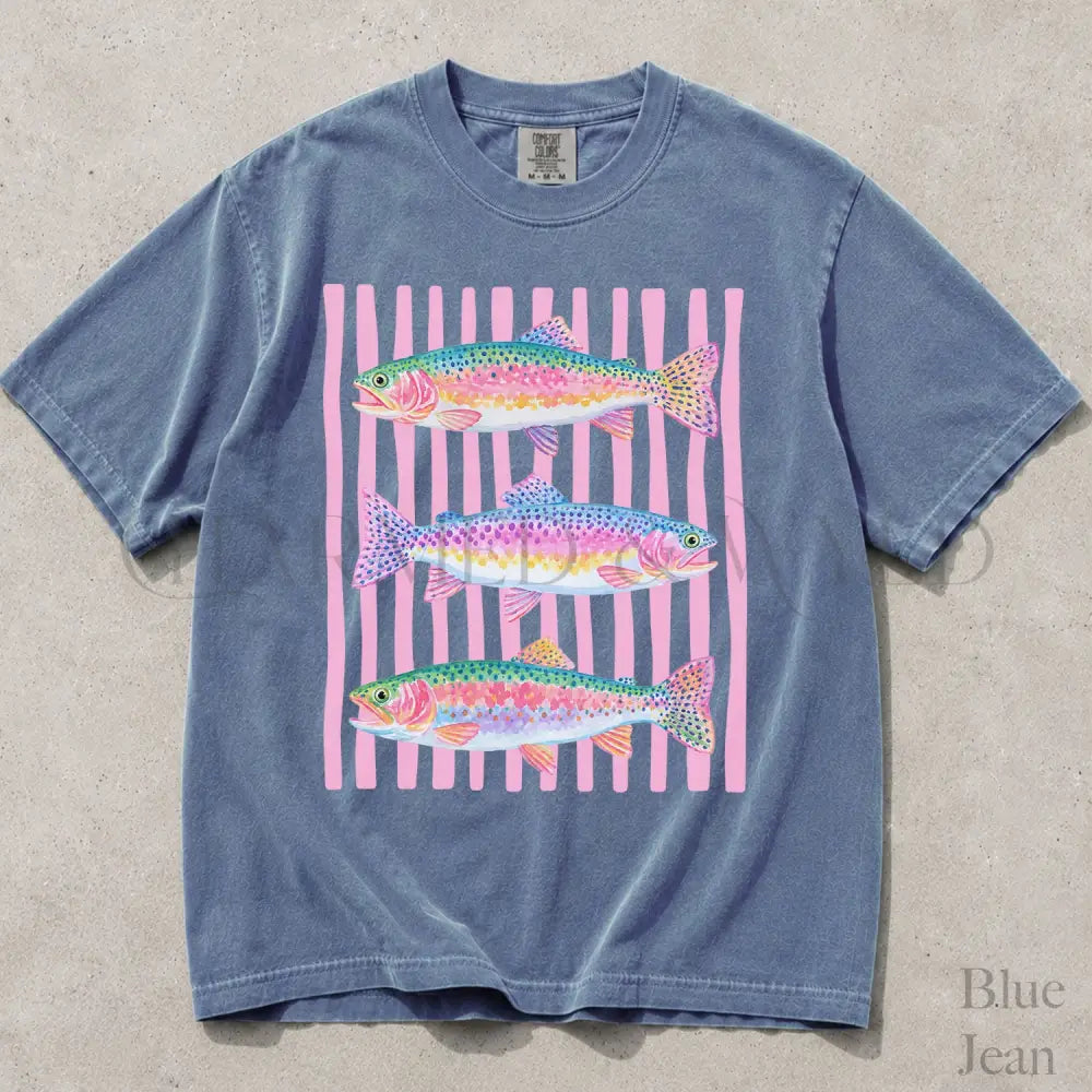 Rainbow Trout Comfort Colors T-Shirt - Blue Jean / S - T-Shirt