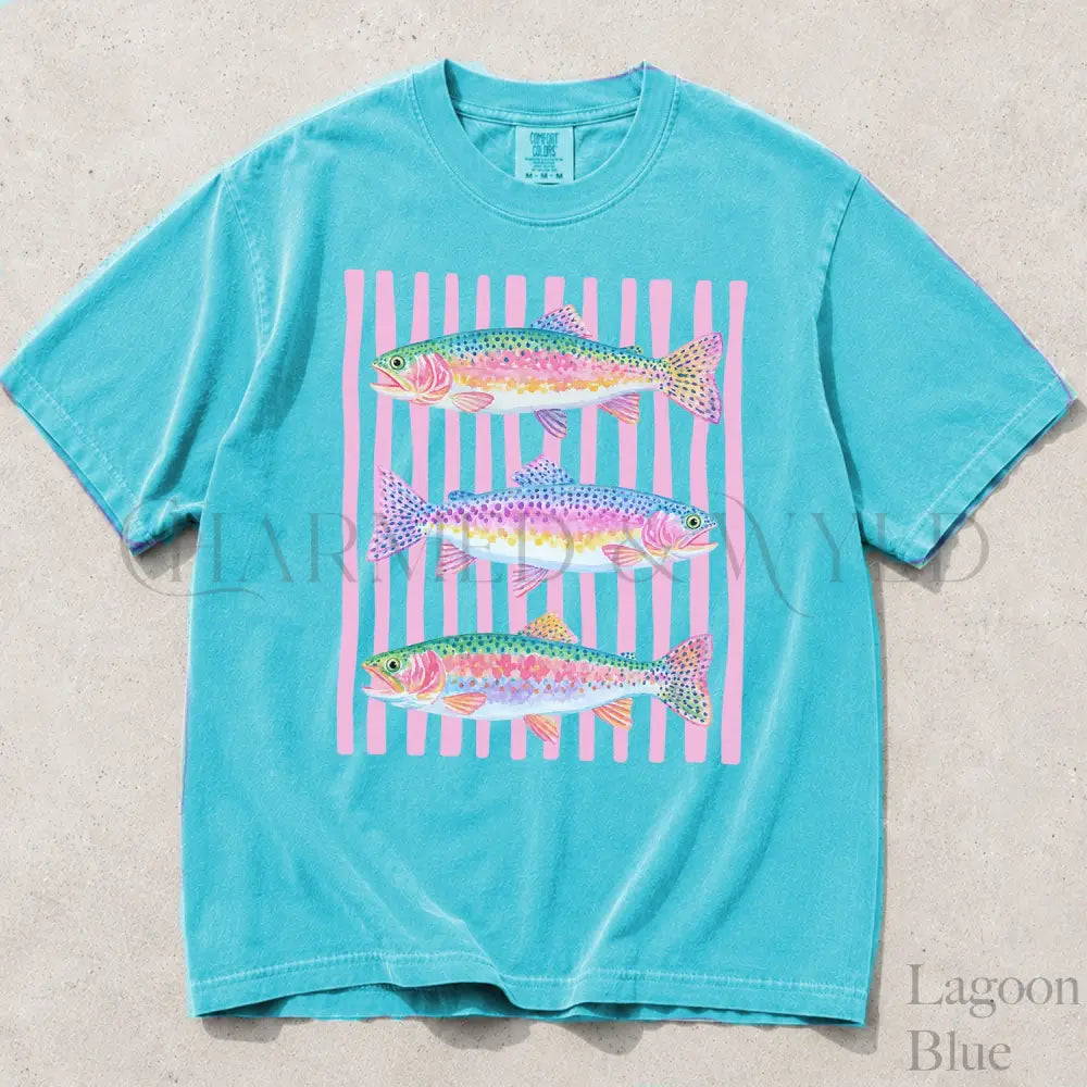 Rainbow Trout Comfort Colors T-Shirt - Lagoon Blue / S - T-Shirt