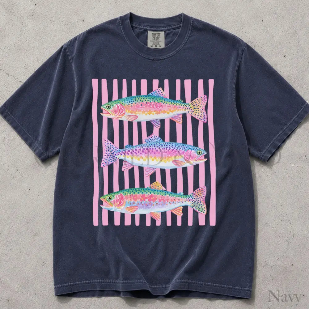 Rainbow Trout Comfort Colors T-Shirt - Navy / S - T-Shirt