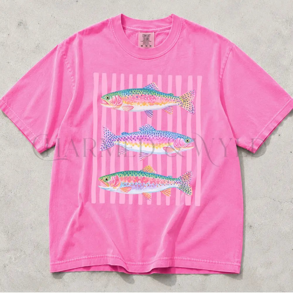 Rainbow Trout Comfort Colors T-Shirt - Neon Pink / S - T-Shirt