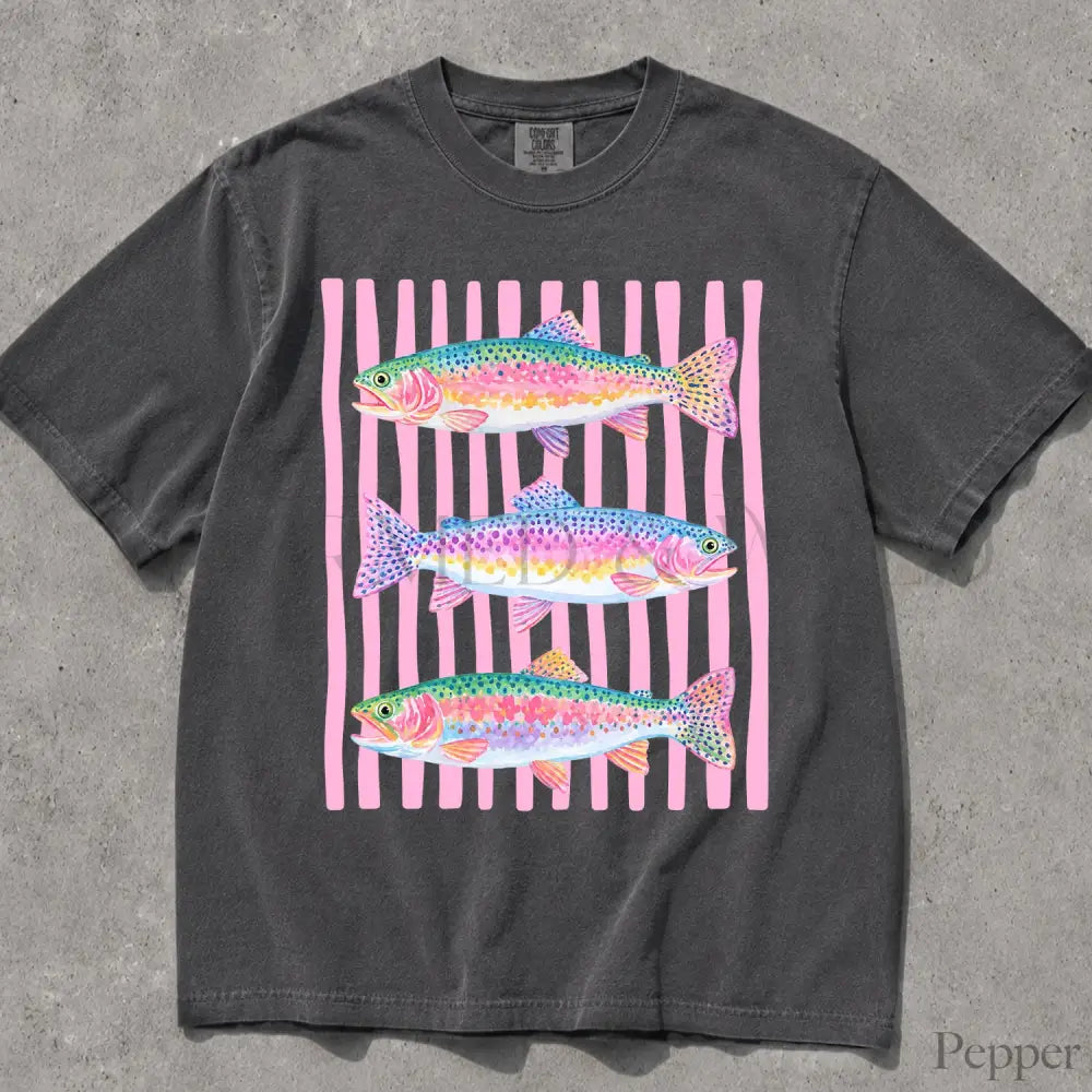 Rainbow Trout Comfort Colors T-Shirt - Pepper / S - T-Shirt