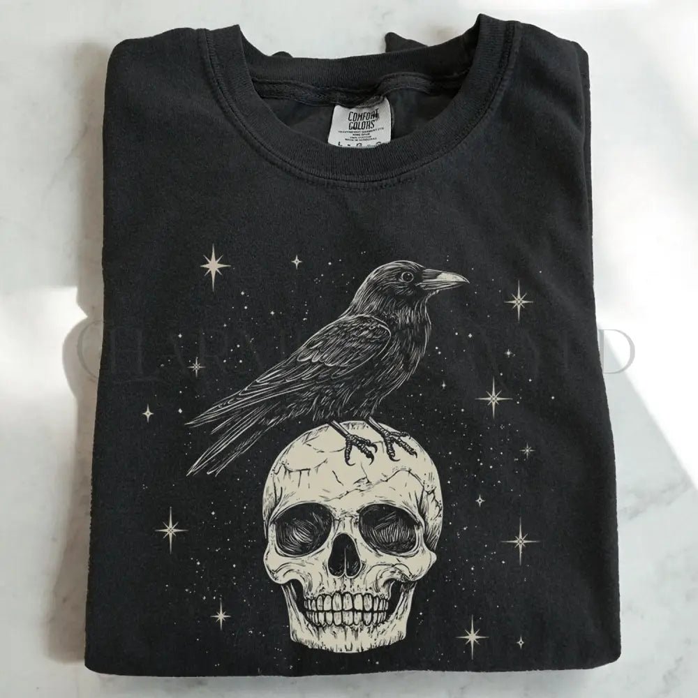 Raven Skull T-Shirt - Black / S - T-Shirt