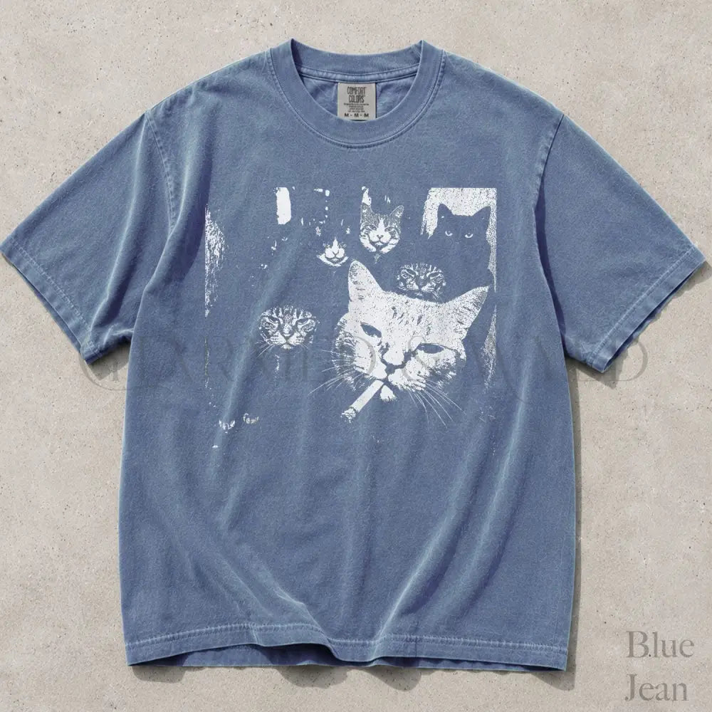Rebel Cats Comfort Colors T-Shirt - Blue Jean / S - T-Shirt