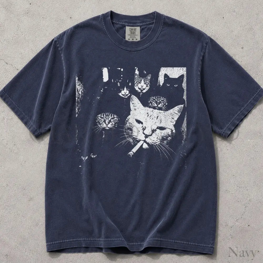 Rebel Cats Comfort Colors T-Shirt - Navy / S - T-Shirt