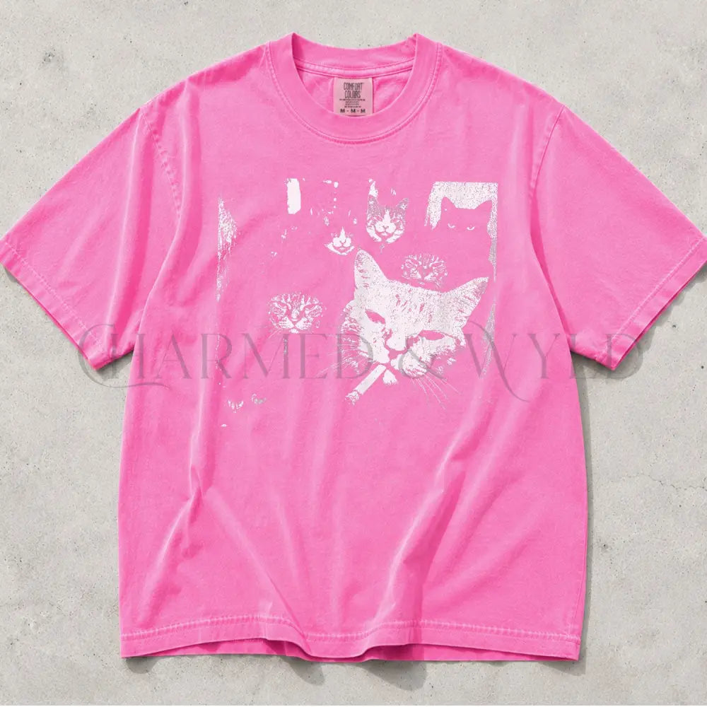 Rebel Cats Comfort Colors T-Shirt - Neon Pink / S - T-Shirt