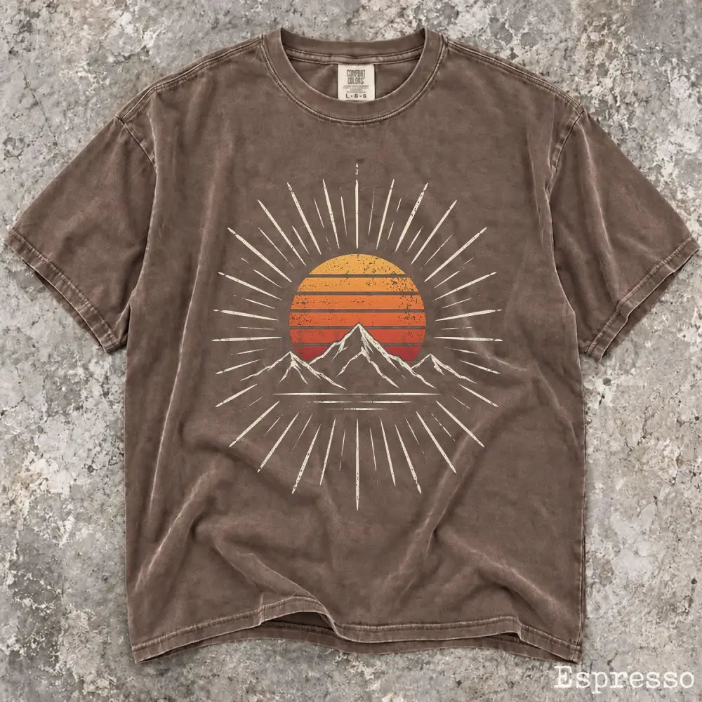 Retro Mountain Sunset Comfort Colors T-Shirt - Espresso / S - T-Shirt