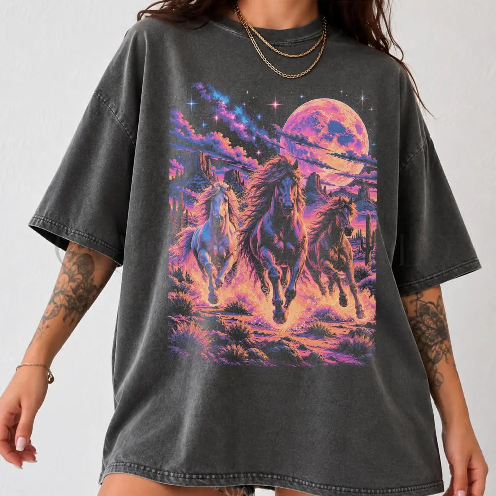 Retro Neon Horse Comfort Colors Shirt - T-Shirt