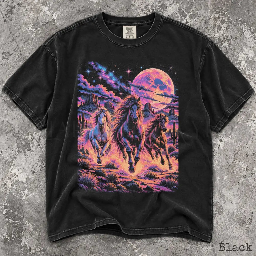 Retro Neon Horse Comfort Colors Shirt - T-Shirt