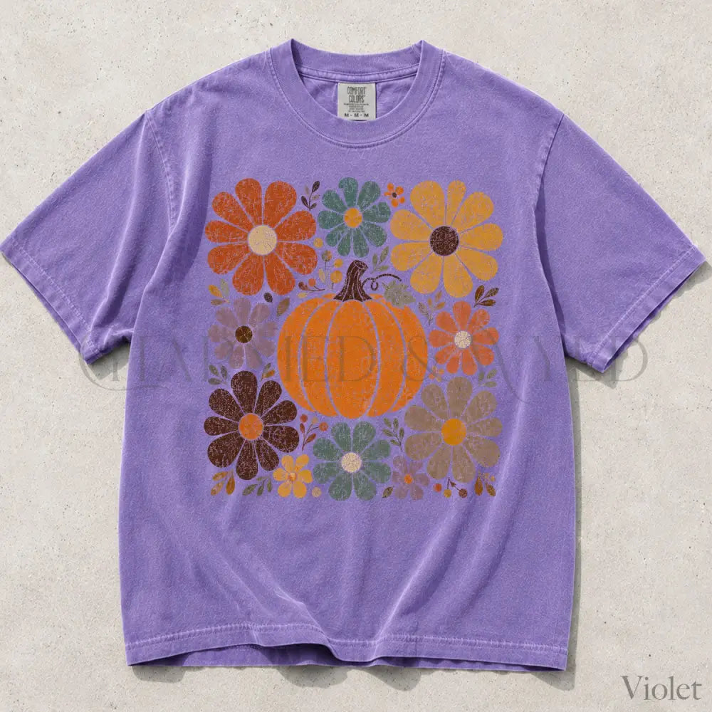 Retro Pumpkin Comfort Colors T-Shirt - Violet / S - T-Shirt