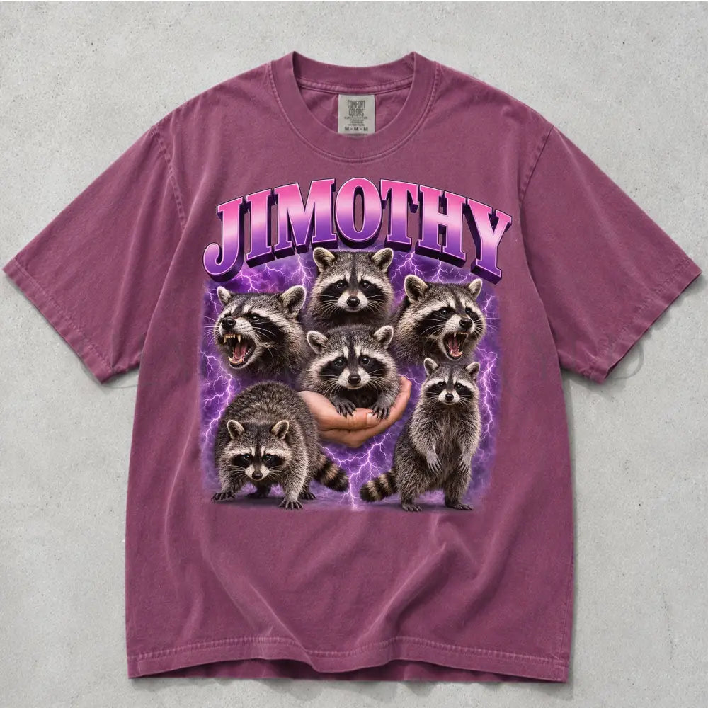 Retro Raccoon Jimothy Comfort Colors T-Shirt - Berry / S - T-Shirt