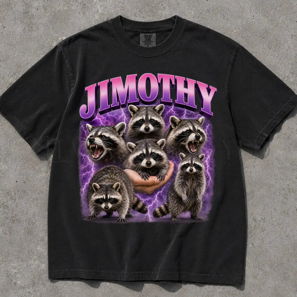Retro Raccoon Jimothy Comfort Colors T-Shirt - Black / S - T-Shirt