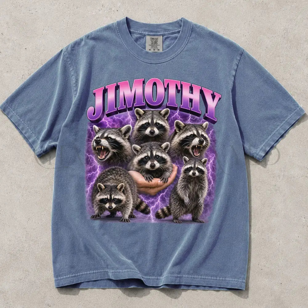 Retro Raccoon Jimothy Comfort Colors T-Shirt - Blue Jean / S - T-Shirt