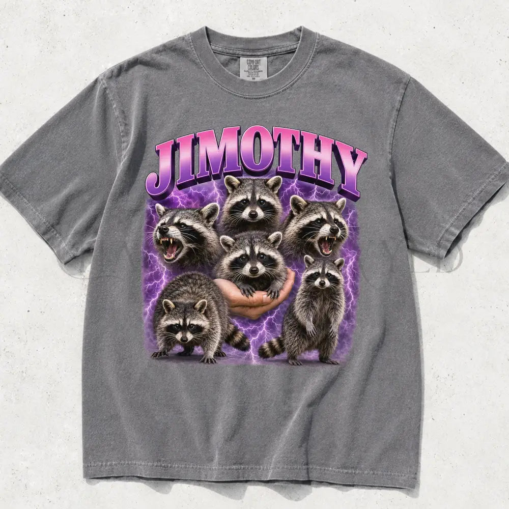 Retro Raccoon Jimothy Comfort Colors T-Shirt - Grey / S - T-Shirt