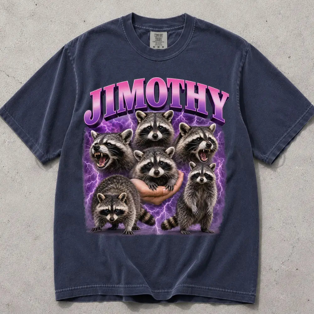 Retro Raccoon Jimothy Comfort Colors T-Shirt - Navy / S - T-Shirt