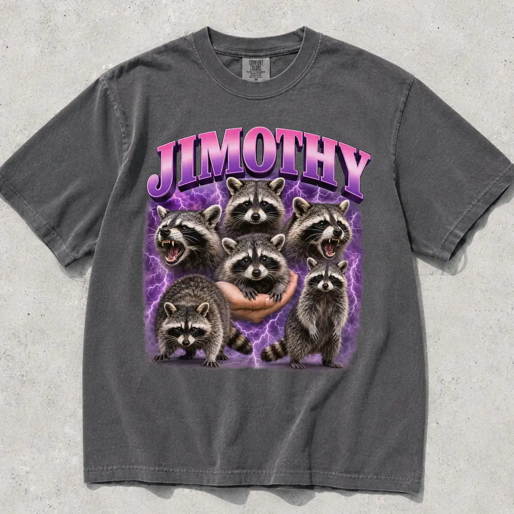 Retro Raccoon Jimothy Comfort Colors T-Shirt - Pepper / S - T-Shirt
