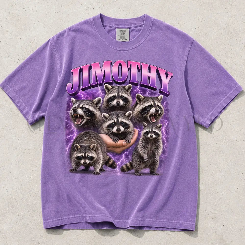 Retro Raccoon Jimothy Comfort Colors T-Shirt - Violet / S - T-Shirt