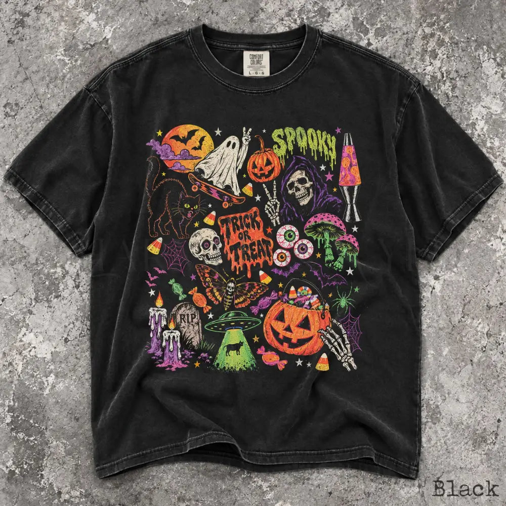 Retro Spooky Halloween Comfort Colors T-Shirt - Black / S - T-Shirt