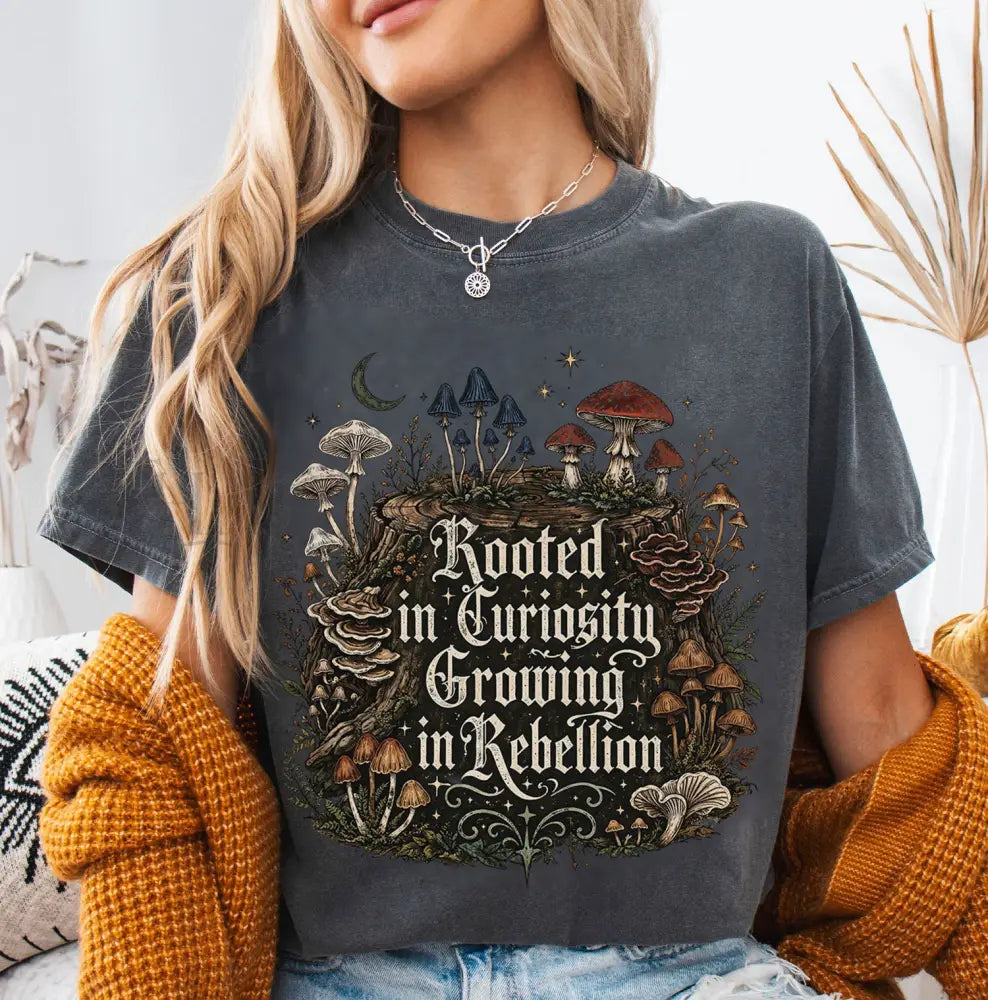 Rooted in Curiosity Rebellion T-Shirt - Pepper / S - T-Shirt