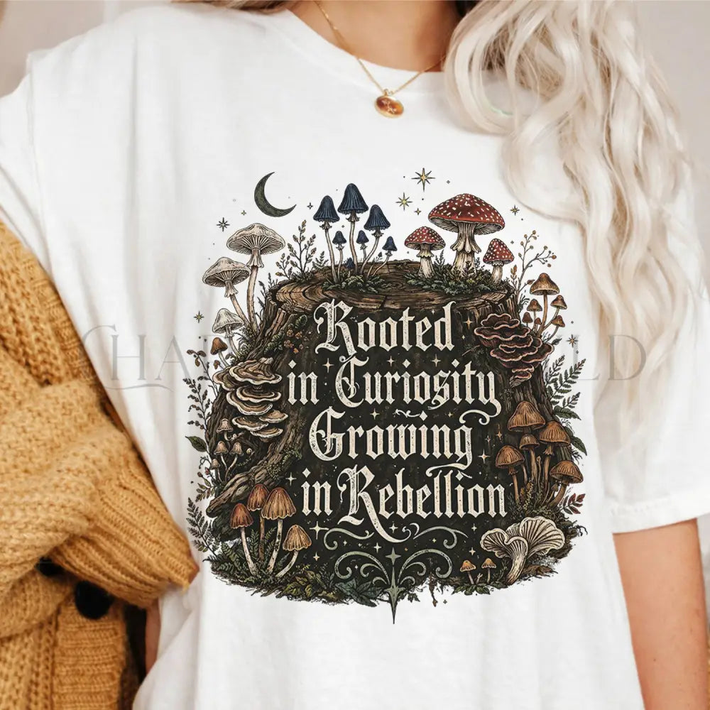 Rooted in Curiosity Rebellion T-Shirt - White / S - T-Shirt