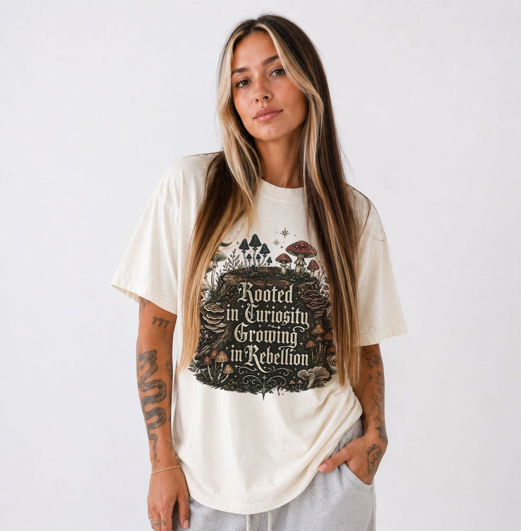 Rooted in Curiosity Rebellion Mushroom T-Shirt