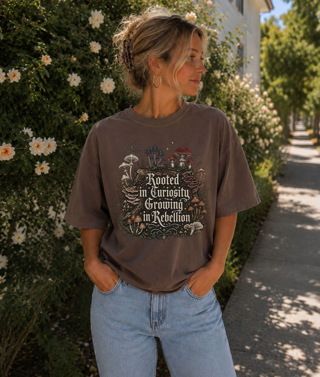 Rooted in Curiosity Rebellion Mushroom T-Shirt