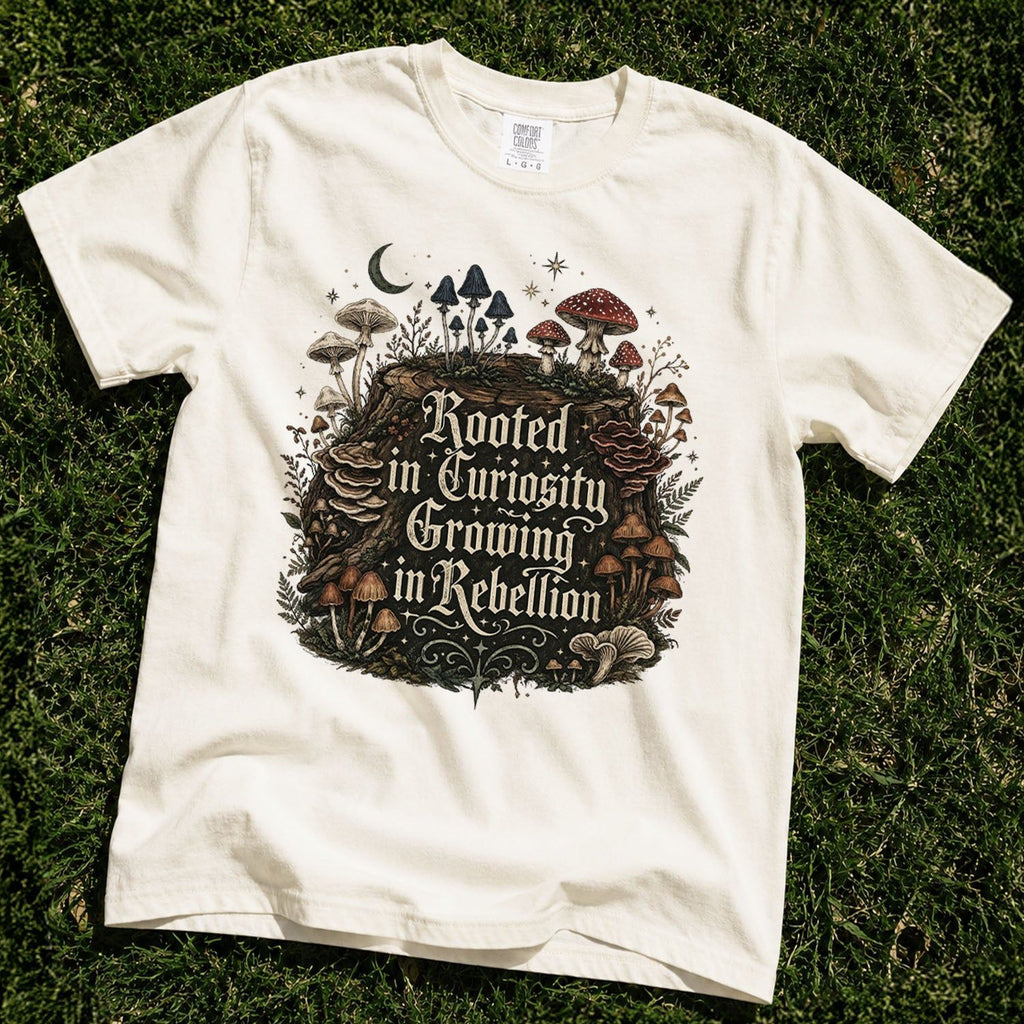 Rooted in Curiosity Rebellion Mushroom T-Shirt