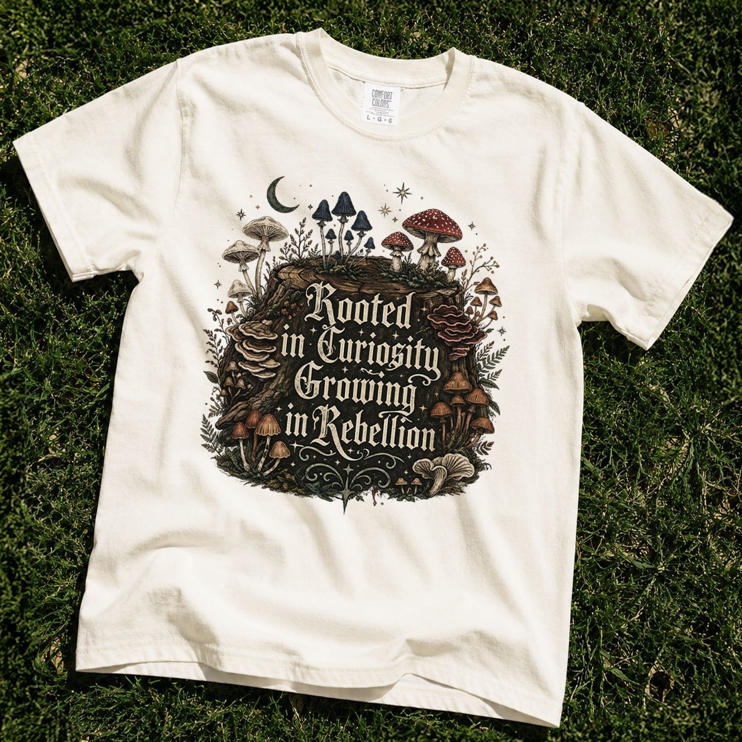 Rooted in Curiosity Rebellion Mushroom T-Shirt