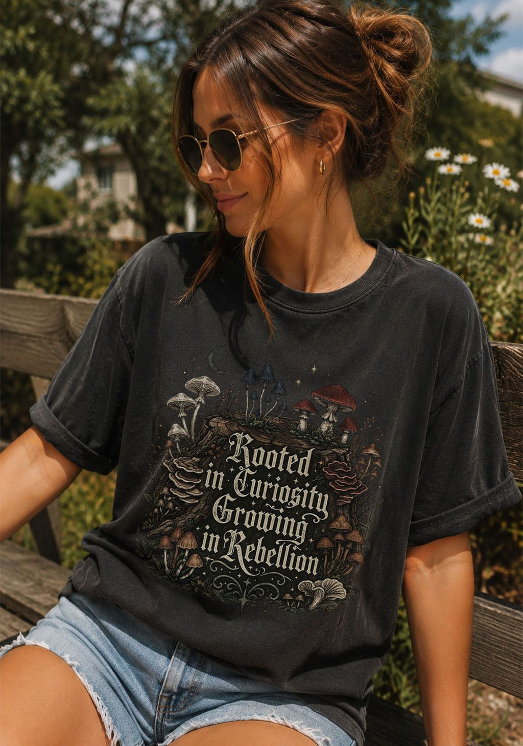 Rooted in Curiosity Rebellion Mushroom T-Shirt