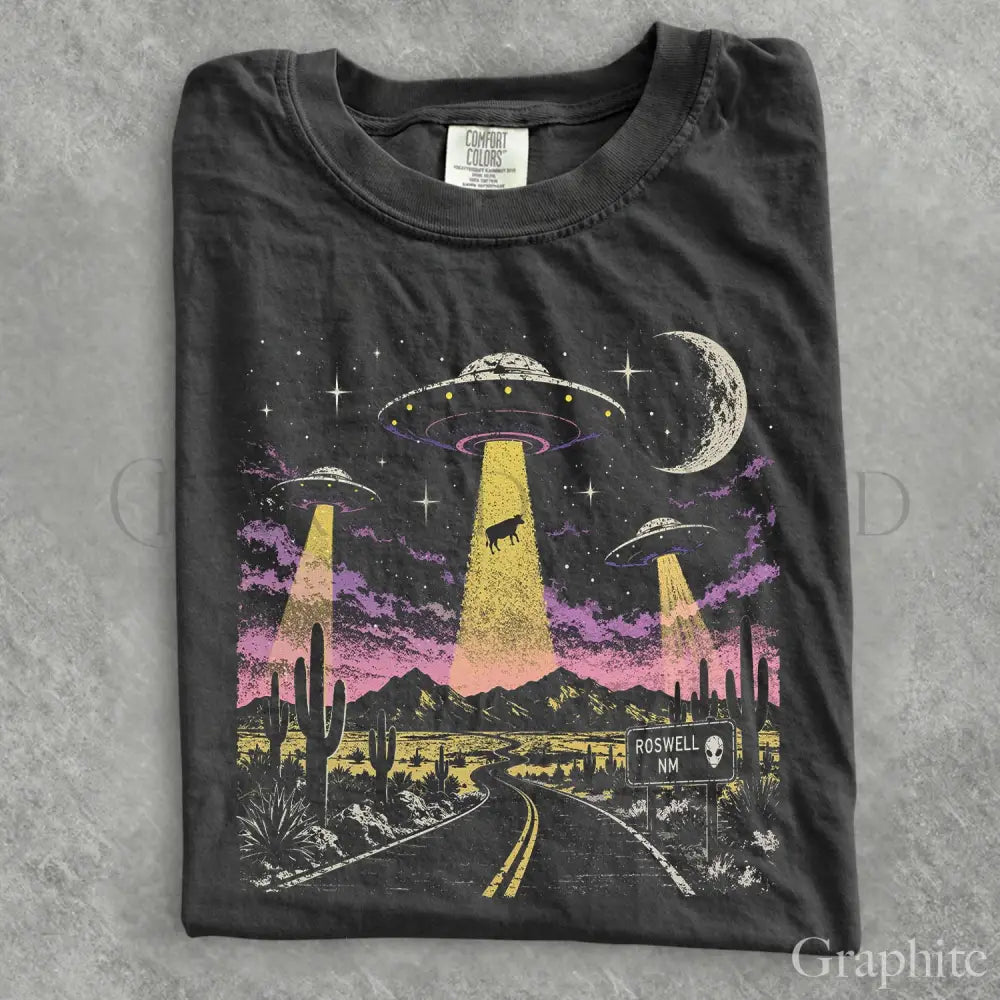 Roswell UFO Comfort Colors T-Shirt - Graphite / S - T-Shirt