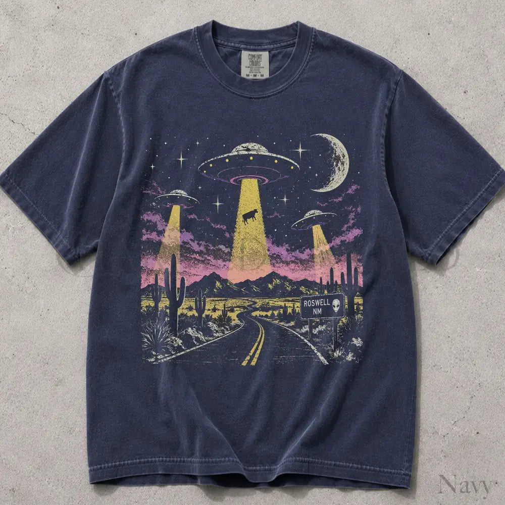 Roswell UFO Comfort Colors T-Shirt - Navy / S - T-Shirt
