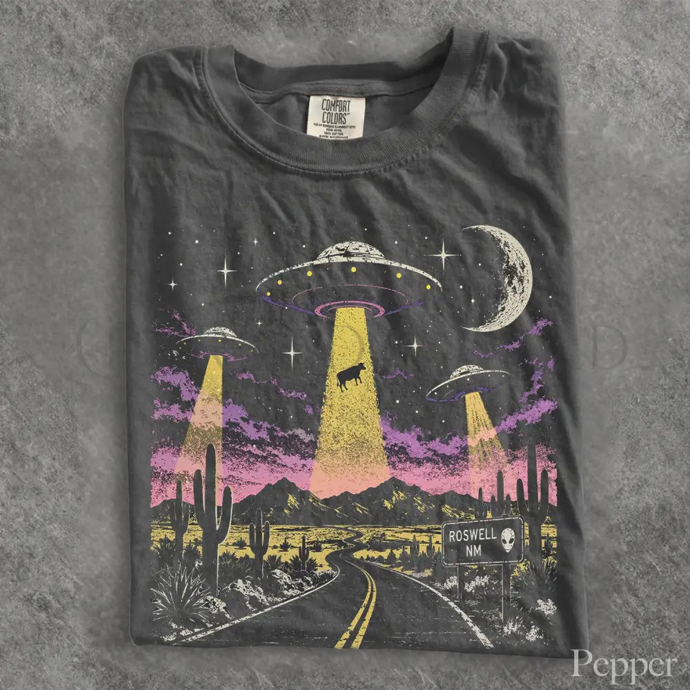 Roswell UFO Comfort Colors T-Shirt - Pepper / S - T-Shirt