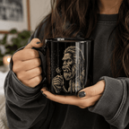 Dandelion Bigfoot Black Ceramic Mug