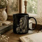 Dandelion Bigfoot Black Ceramic Mug