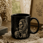 Dandelion Bigfoot Black Ceramic Mug