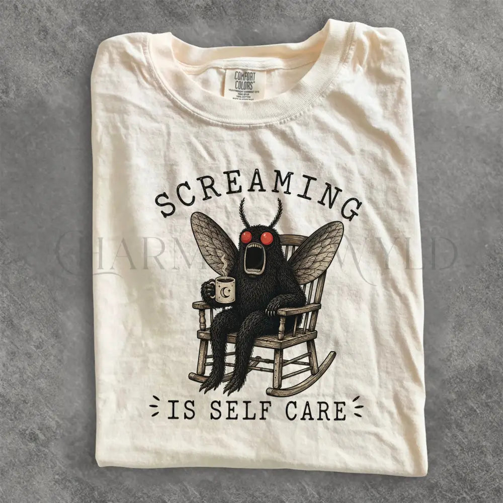Screaming Is Self Care Mothman Comfort Colors T-Shirt - T-Shirt