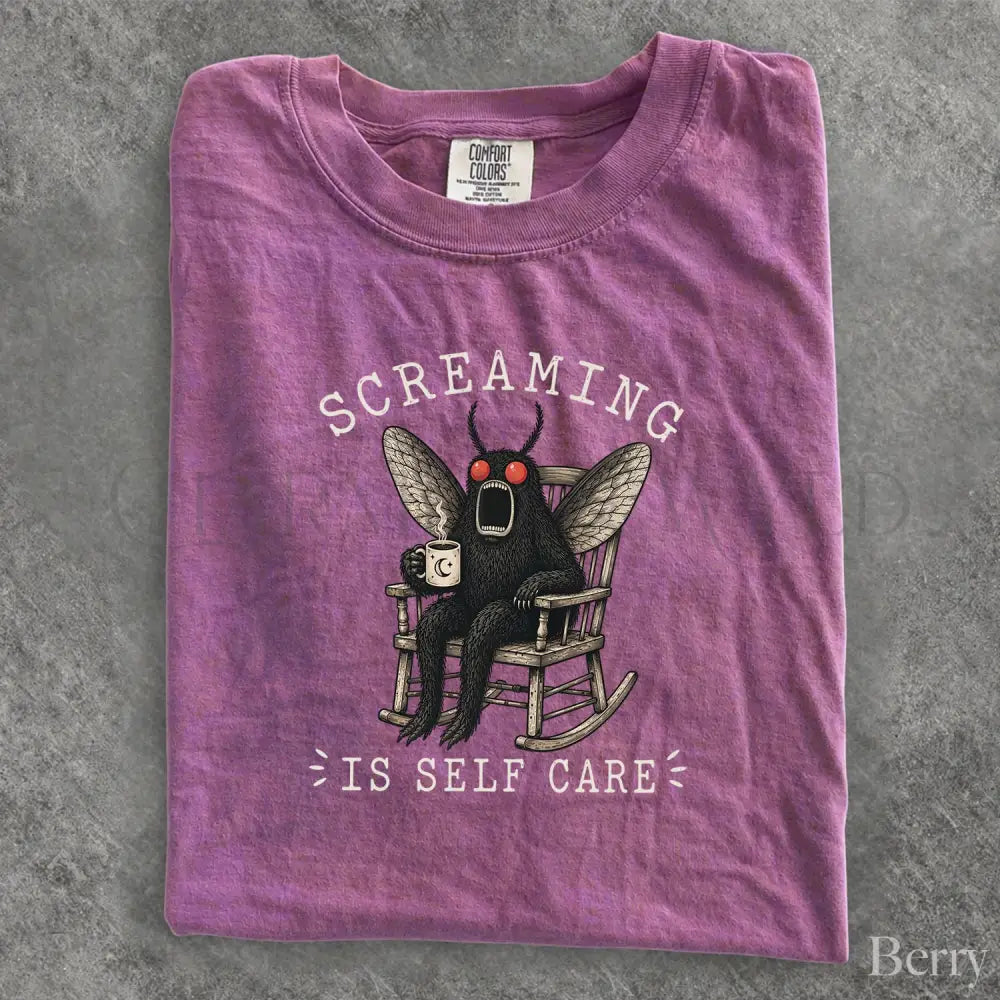 Screaming Is Self Care Mothman Comfort Colors T-Shirt - Berry / S - T-Shirt