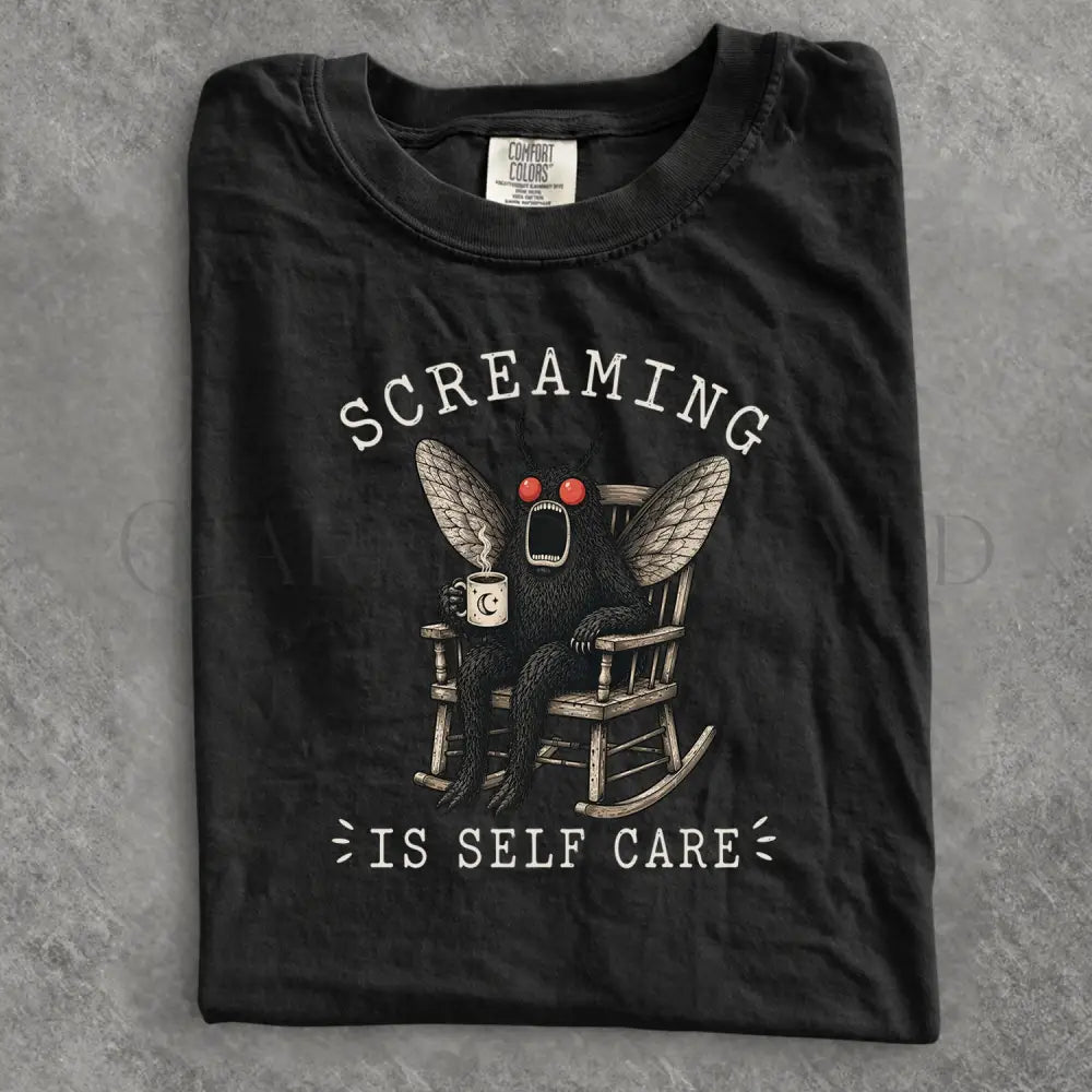 Screaming Is Self Care Mothman Comfort Colors T-Shirt - Black / S - T-Shirt