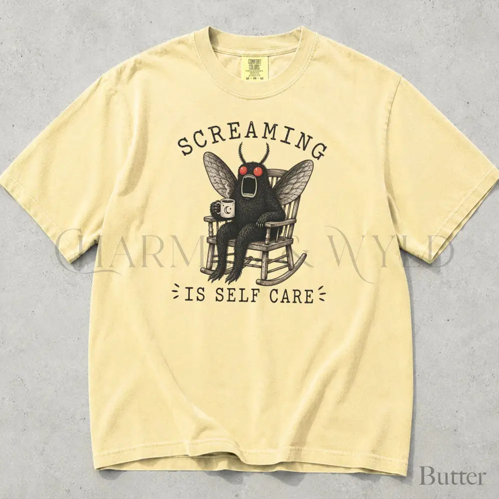 Screaming Is Self Care Mothman Comfort Colors T-Shirt - Butter / S - T-Shirt